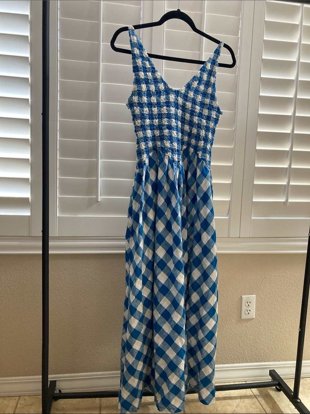 Free People Blue and White Gingham Maxi Dress